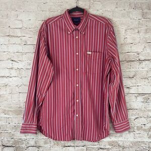 Faconnable Red and White Striped Men's Shirt